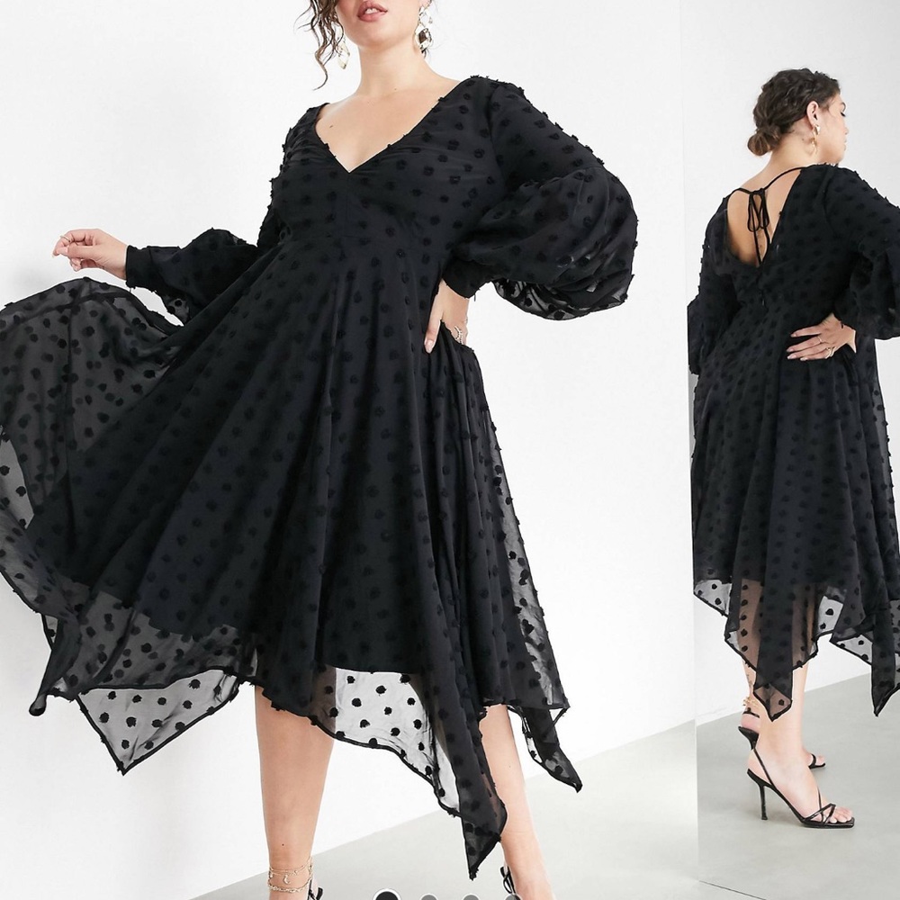 Textured Polka Dot Witchy Dress